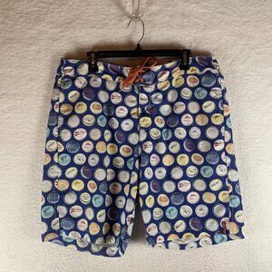Tommy Bahama Thinking Cap Men’s Blue Relax‎ Bottle Cap Board Shorts Size 36 9002